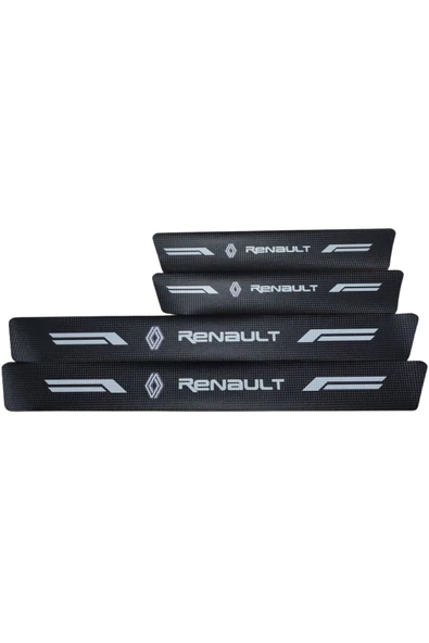 Autowise Renault Logolu Karbon Kapı Eşiği Koruyucu Bant Folyo 4'lü Set