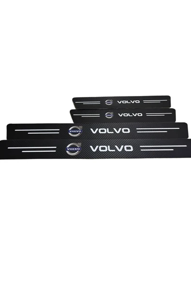 Autowise Volvo Logolu Karbon Kapı Eşiği Koruyucu Bant Folyo 4'lü Set