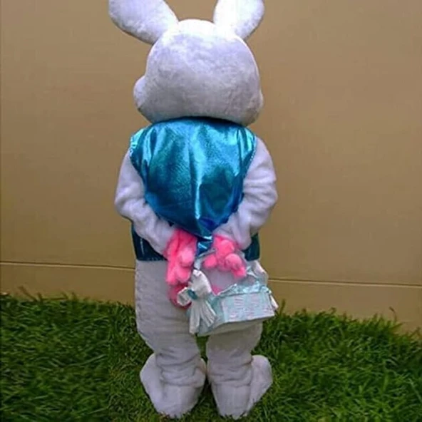 Paskalya Tavşanı Kostümü Yetişkinler İçin, Cadılar Bayramı Kostümü Tavşan Maskot Kostüm - 4