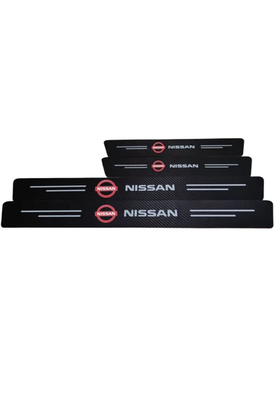 Autowise Nissan Logolu Karbon Kapı Eşiği Koruyucu Bant Folyo 4'lü Set - 1