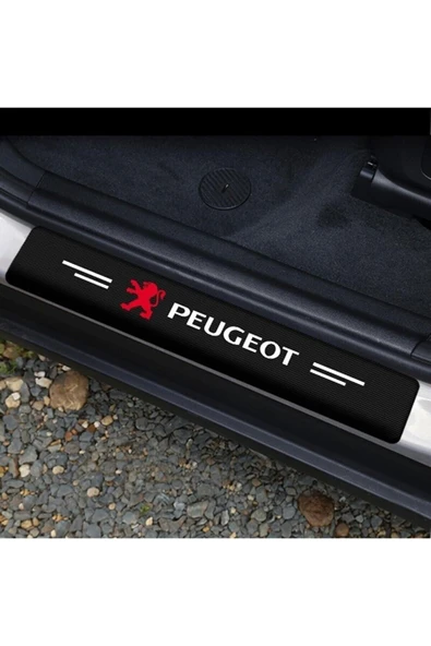 Autowise Peugeot Logolu Karbon Kapı Eşiği Koruyucu Bant Folyo 4'lü Set - 4