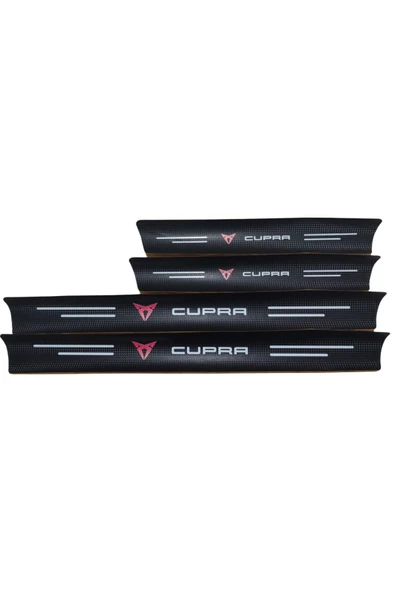 Autowise Cupra Logolu Karbon Kapı Eşiği Koruyucu Bant Folyo 4'lü Set