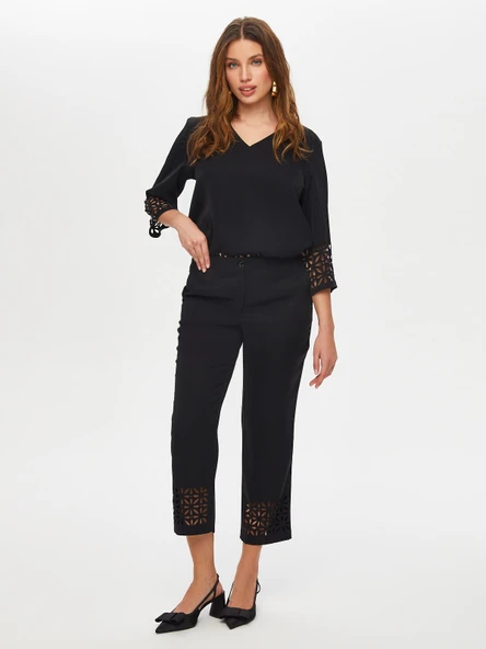 Kadın Paçası Delik İşli Slim Fit Pantolon Faik Sönmez - Resim 2