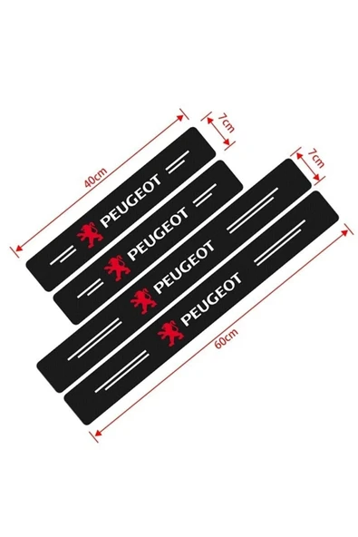 Autowise Peugeot Logolu Karbon Kapı Eşiği Koruyucu Bant Folyo 4'lü Set - 3