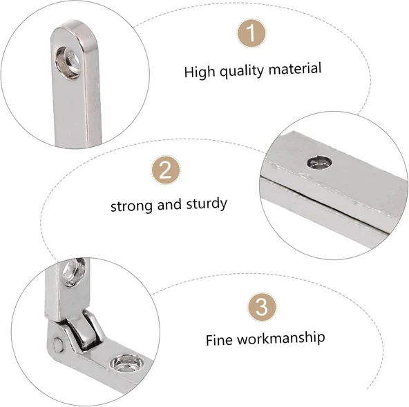 Ahşap Takı Mücevher Puro Kutu Menteşesi Nikel 6 / 180 Derece - 4
