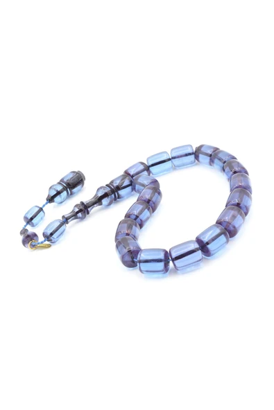 Hakkı Usta İmzalı Fıçı Kesim Açık Mor Sıkma Kehribar Efe Maskot Tesbih - Resim 4