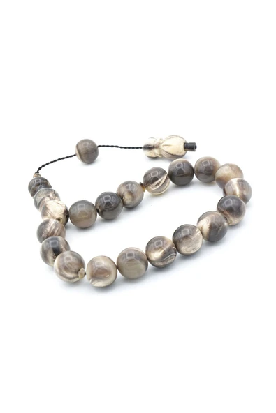 Usta İşi Sistemli Küre Kesim Bej Bufalo Boynuzu Efe Maskot Tesbih - Resim 3