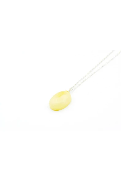 Gümüş Zincirli Hakiki Doğal Damla Kehribar Kolye Ucu ürün görseli 1