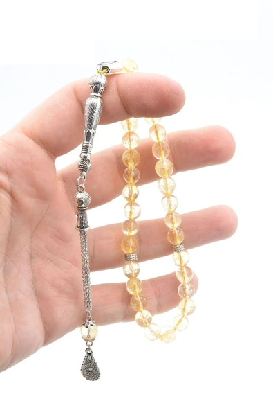 Faset Kesim Hakiki Doğal Sitrin Taşı Tesbih 8 Mm - 5