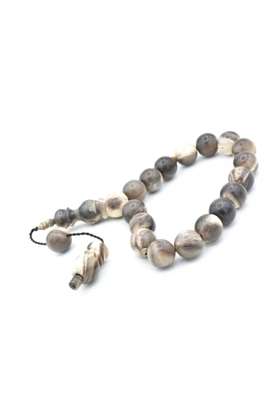 Usta İşi Sistemli Küre Kesim Bej Bufalo Boynuzu Efe Maskot Tesbih - Resim 4