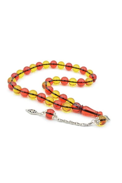 Enes Abdo Yapımı Küre Kesim Sarı Kırmızı Katalin Tesbih - Resim 2