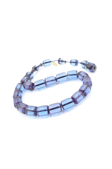 Hakkı Usta İmzalı Fıçı Kesim Açık Mor Sıkma Kehribar Efe Maskot Tesbih - Resim 3