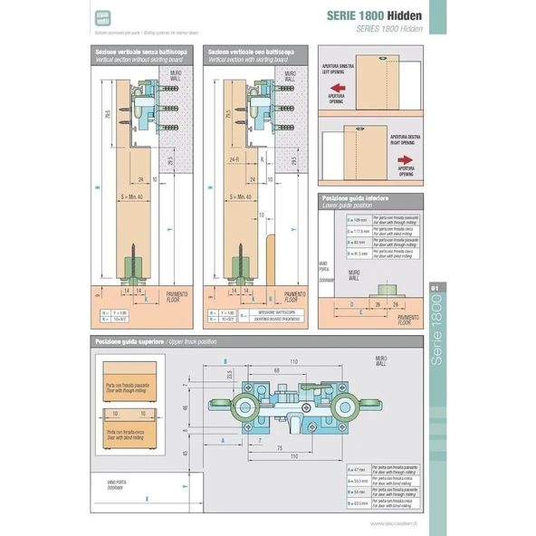 Hayalet Gizli Sürme Kapı Sistemi Mekanizması 80 Kg - 1800-1150 - 8