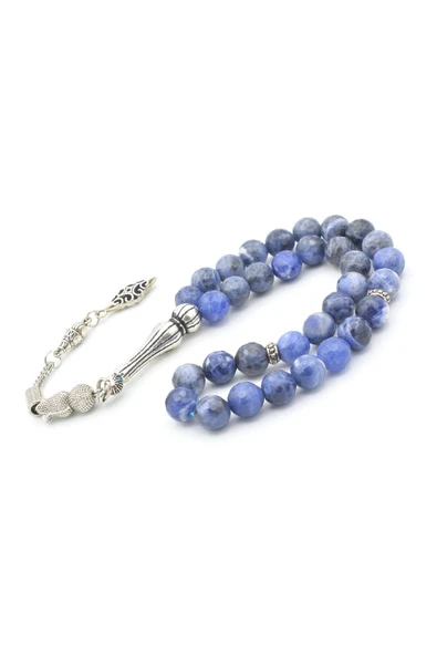 Faset Kesim Hakiki Doğal Sodalit Taşı Tesbih 8 Mm - Resim 4