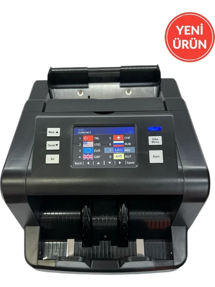 HesapliDepom P80 Karışık Para Sayma Makinesi 6 Ülke Para Birimi TL, USD, EURO,GBP, CHF, RUB