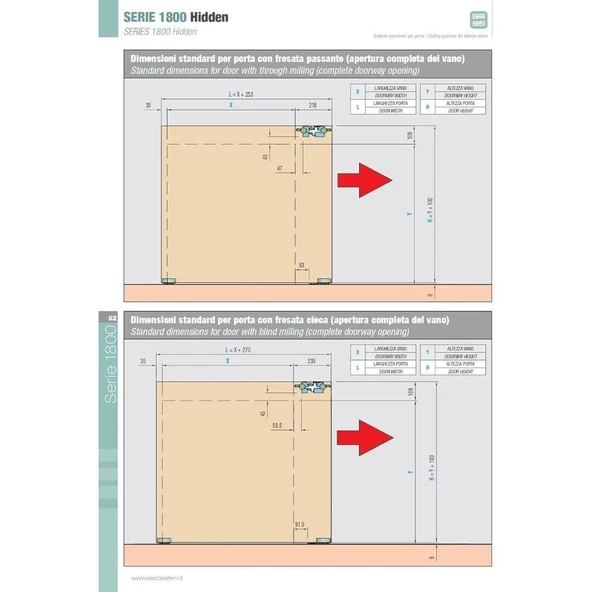Hayalet Gizli Sürme Kapı Sistemi Mekanizması 80 Kg - 1800-1150 - 2