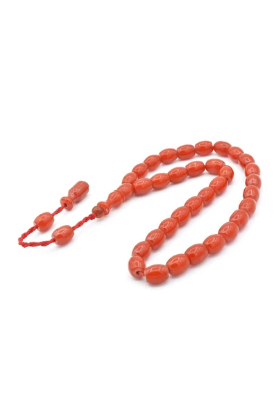 Şükrü Baba Yapımı Beyzi Model Turuncu Sıkma Kehribar Tesbih - Resim 4