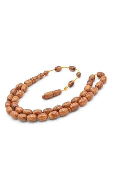 Enes Abdo İmzalı Kapsül Kesim Kahverengi Çekoslavak Katalin Tesbih - Resim 4