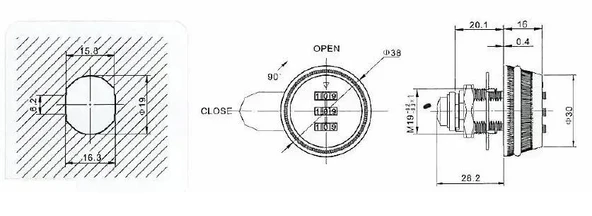 Mat Siyah 3 Şifreli Dolap Kapak ve Çekmece Kiliti - 2