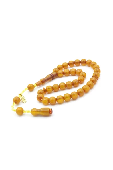 Hakkı Usta İmzalı Küre Kesim Bilek Boy Sarı Sıkma Kehribar Tesbih - Resim 4