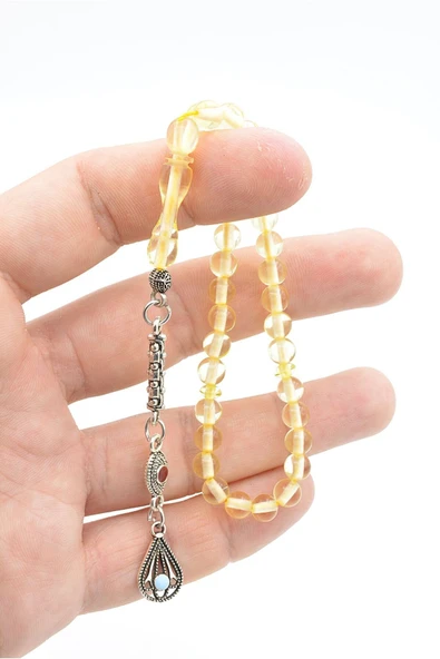 Küre Kesim Küçük Boy Beyrut Su Damla Kehribar Tesbih 6 Mm - Resim 4