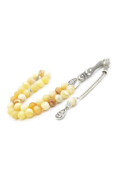 Hakiki Doğal Sarı Opal Taşı Tesbih 8 Mm - 2
