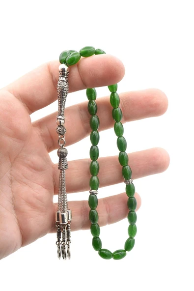 Hakiki Doğal Arpa Kesim Yeşim Taşı Tesbih - Resim 5