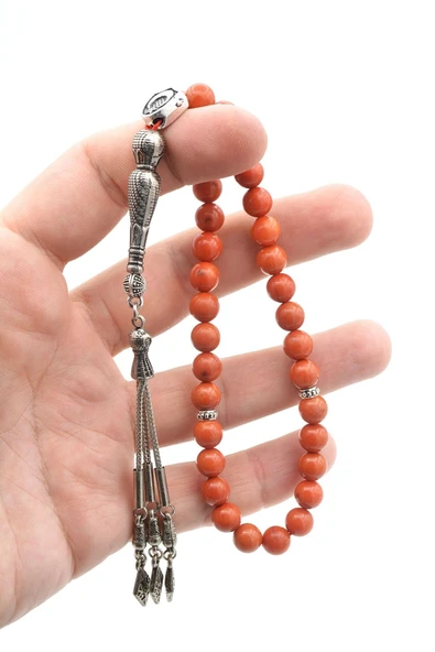 Hakiki Doğal Bambu Mercan Tesbih 8 Mm - Resim 5