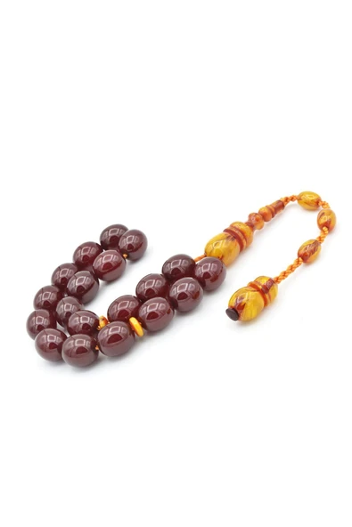 Ahmet Emin Yapımı Osmanlı Model Vişne Sıkma Kehribar Efe Maskot Tesbih - Resim 4