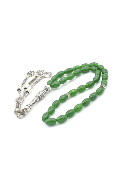 Hakiki Doğal Arpa Kesim Yeşim Taşı Tesbih - Resim 4