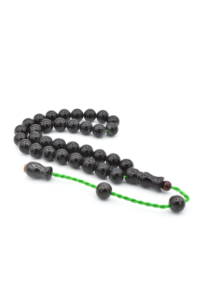 Şükrü Baba Yapımı Küre Model İri Koyu Yeşil Sıkma Kehribar Tesbih ürün görseli 1