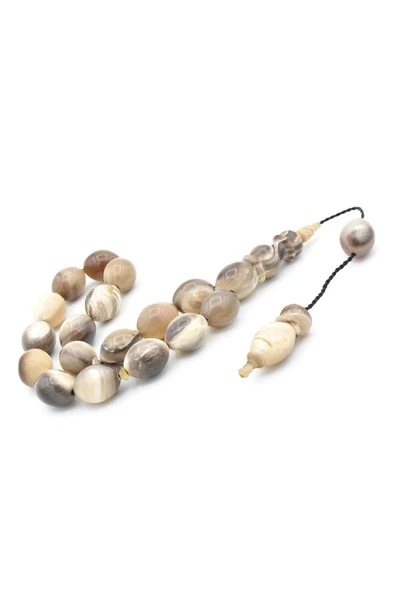 Usta İşi Sistemli Beyzi Kesim Bej Bufalo Boynuzu Efe Maskot Tesbih - Resim 2