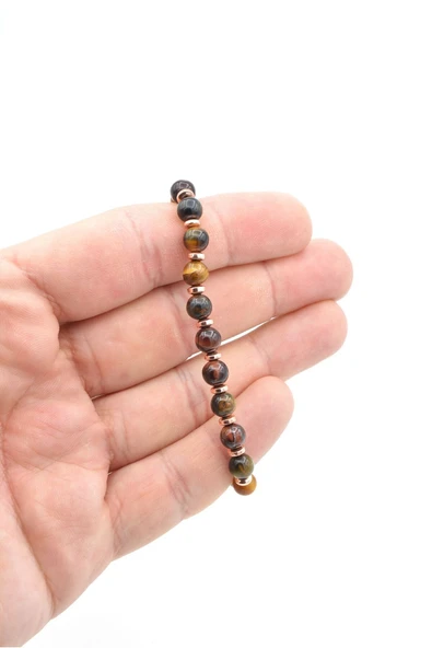 Makrome Model Hakiki Kaplan Gözü Taşı Bileklik 6 Mm - 5