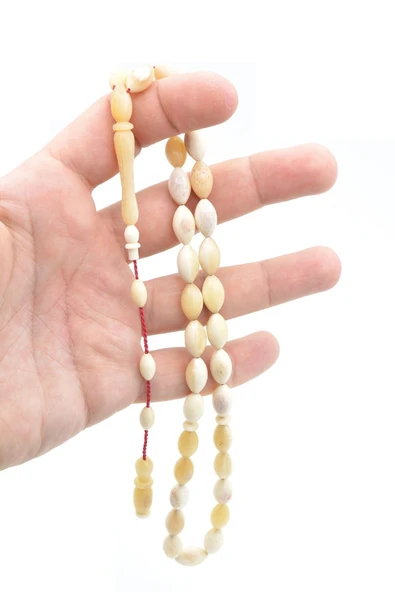 Sistemli Beyzi Kesim İri Boy Balina Kemiği Tesbih - Resim 5