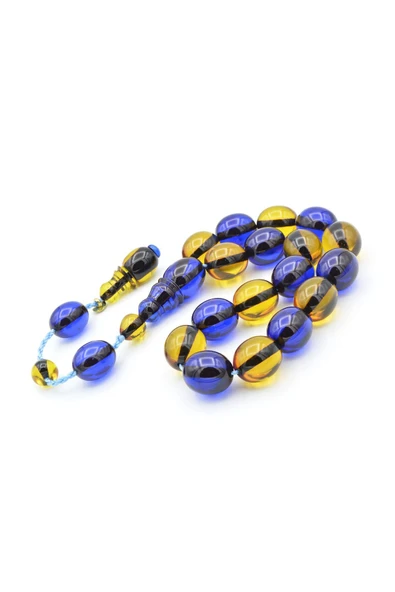 Enes Abdo İmzalı Beyzi Kesim Sarı Lacivert Sıkma Kehribar Efe Maskot Tesbih - Resim 5