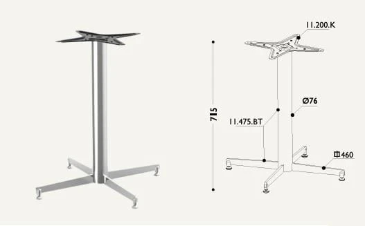Ortadan Tablalı Modern Parlak Krom Cube Masa Ayağı 70-460 mm. - 3
