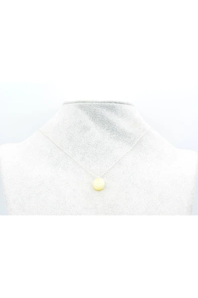 Gümüş Zincirli Hakiki Doğal Damla Kehribar Kolye Ucu - Resim 3