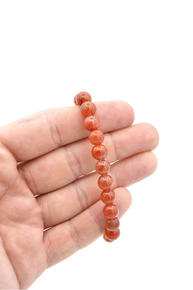 Hakiki Doğal Yemen Akik Taşı Bileklik 8.5 Mm - 5