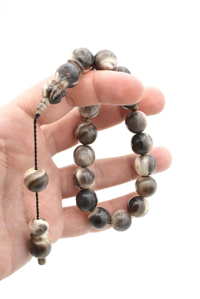 Usta İşi Sistemli Küre Kesim Bej Bufalo Boynuzu Efe Maskot Tesbih - Resim 5