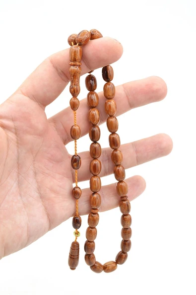 Enes Abdo İmzalı Kapsül Kesim Kahverengi Çekoslavak Katalin Tesbih - Resim 6