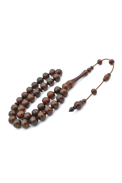 İstanbul Kesim İri Boy Koyu Kahverengi Toz Kehribar Tesbih - Resim 2