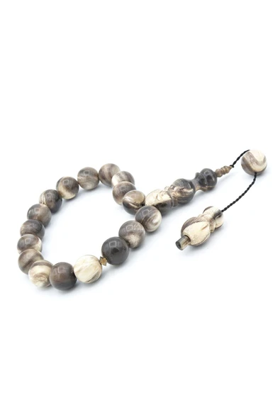 Usta İşi Sistemli Küre Kesim Bej Bufalo Boynuzu Efe Maskot Tesbih - Resim 2