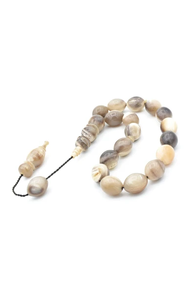 Usta İşi Sistemli Beyzi Kesim Bej Bufalo Boynuzu Efe Maskot Tesbih - Resim 4