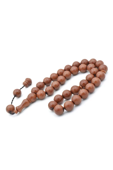 Sistemli Küre Kesim İri Boy Ketenli Kahverengi Fiber Tesbih - 4