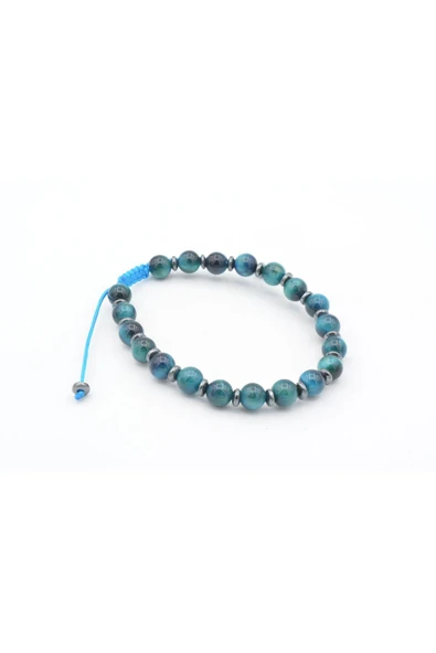 Makrome Model Hakiki Lacivert Kaplan Gözü Taşı Bileklik 6 Mm - Resim 2