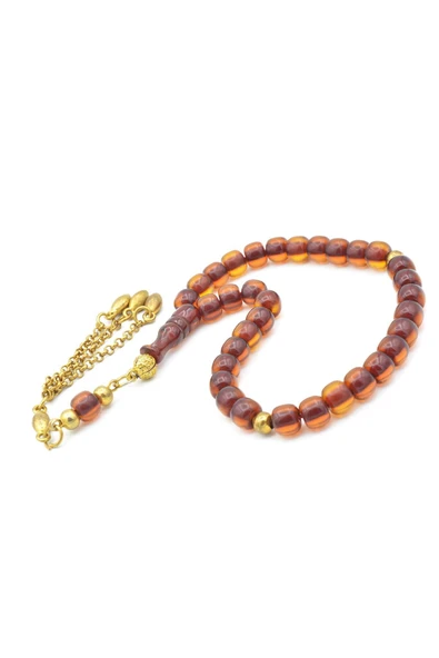 Tekerlek Kesim Bilek Boy Turuncu Sıkma Kehribar Tesbih - Resim 4