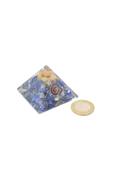 Hakiki Doğal Lapis Lazuli Taşlı Orgonit Piramit - 4