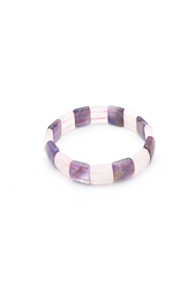 Rolex Model Hakiki Pembe Kuvars Ametist Taşı Bileklik - 4