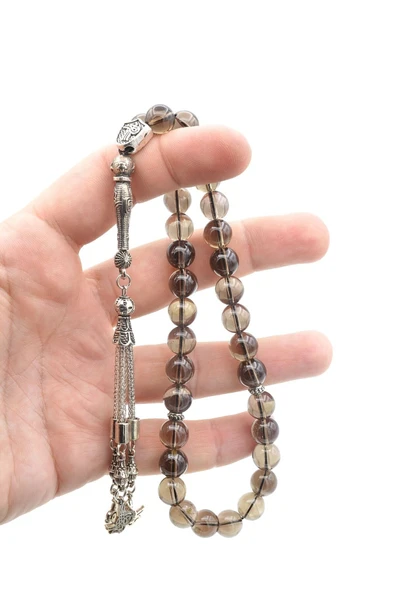 Hakiki Doğal İri Boy Dumanlı Kuvars Taşı Tesbih 10 Mm - Resim 5