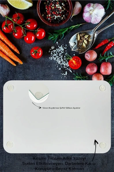 Cam Kesme Tahtası Ve Sunum Tablası Kırılmaz Çizilmez Kaymaz 35cm X 25cm - 3